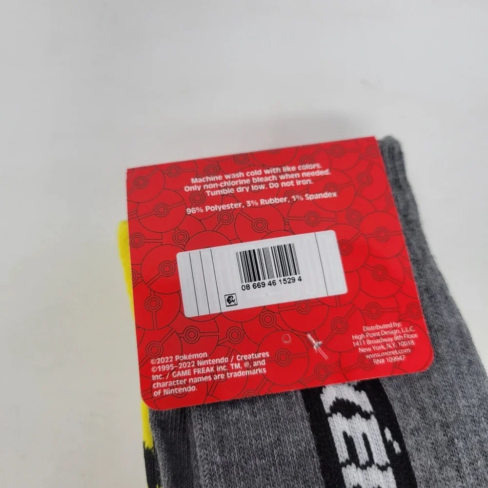 3 Pairs Pokémon Crew Socks (Unisex, Size 6.5–12, New Sealed)‎